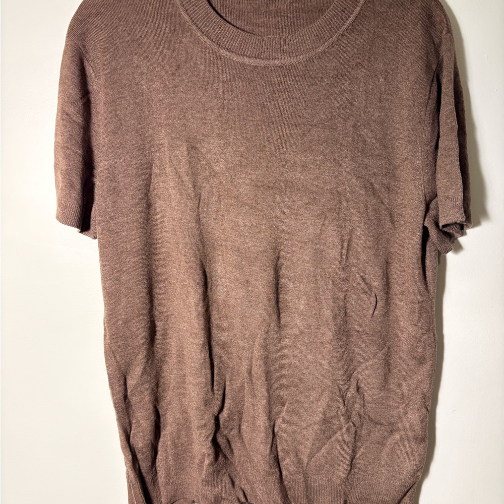 NWT Arach & Cloz Brown Knit Sweater Tee XXL Lightweight